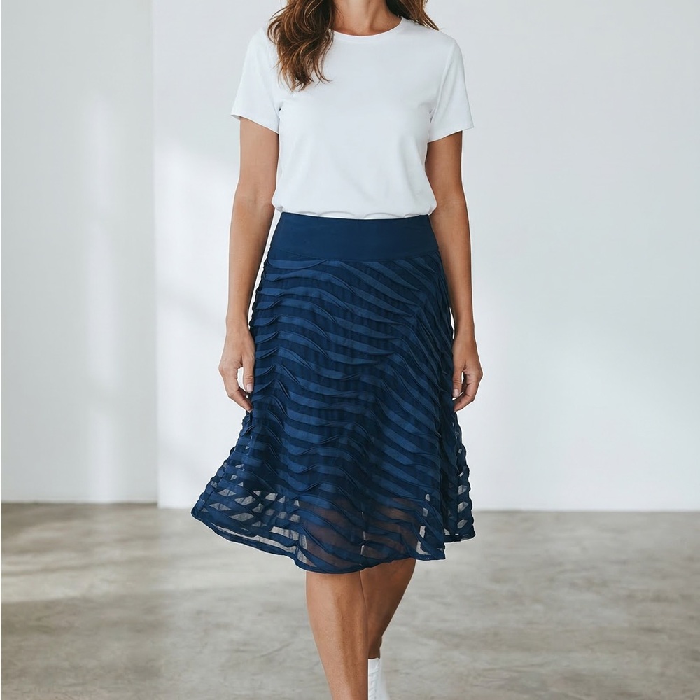 Reiss Rolo Ribbon Skirt Navy